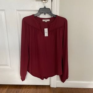 NWT Beautiful Loft maroon blouse in xs never worn